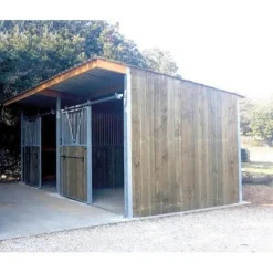 Extension abri prairie SP 3,09x3,18 m bardage/bac acier bdx