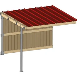 Extension abri prairie SP 3,09x3,18 m bardage/bac acier bdx