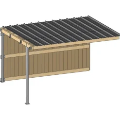 Extension abri prairie SP 4,09x3,18 m clin/bac acier gris