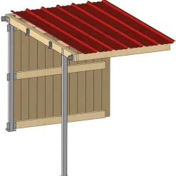 Extension abri prairie SP 2,20x3,18 m planche/bac acier bdx