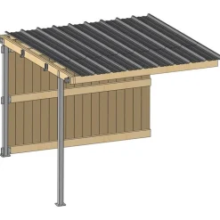 Extension abri prairie SP 3,09x3,18m planche/bac acier gris
