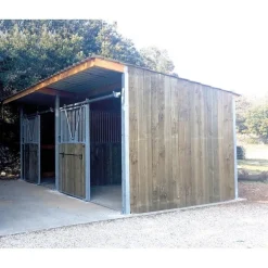 Extension abri prairie SP 3,09x3,18m planche/bac acier gris
