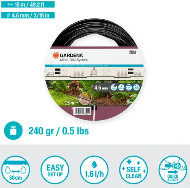 Extension tuyau goutteurs intégrés de surface 4,6mm (3/16")