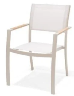 Fauteuil de jardin Rosa empilable alu sable/imitation bois