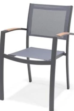 Fauteuil de jardin Rosa empilable alu gris anthracite