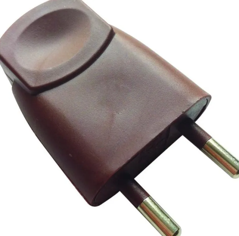 Fiche mâle - 6A - 2 pôles marron
