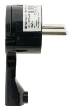 Fiche mâle extraplate 2 pôles+T 16A noire