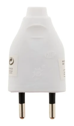Fiche mâle 2 pôles 6A blanc NF