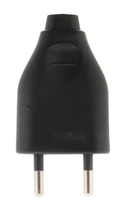 Fiche mâle 2 pôles 6A noire NF