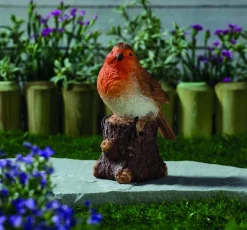 Figurine solaire oiseau chantant