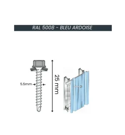 Fixation 5,5x25mm bardage acier laqué Bleu Ardoise (x25)