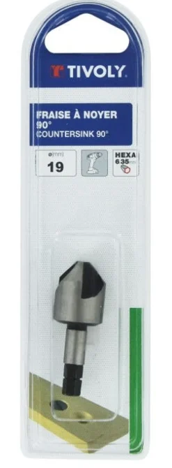 Fraise à noyer HSS 90°/queue hexagonale Ø19mm