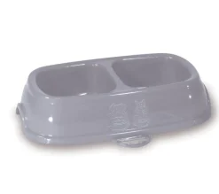 Gamelle double plastique antidérapant gris 2x200 ml