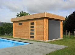 Garage Moderne en bois blanc à porte sectionnelle 19,20 m²