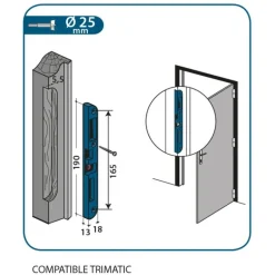 Gâche centrale à encastrer pour Trimatic 190x18x13mm