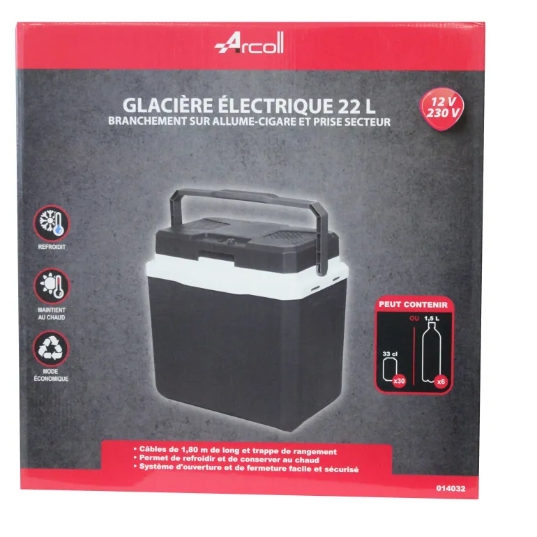 Glacière électrique 22L 12V/230V noir