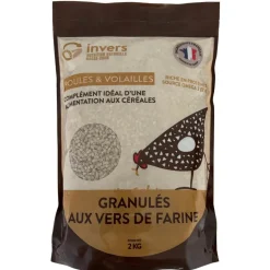 Granulés aux vers de farine pour poules et volailles 2kg