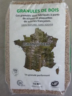 Granulés de bois 100% résineux Granul'Vert 15kg