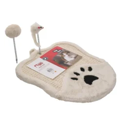 Griffoir à chats + jouets écru