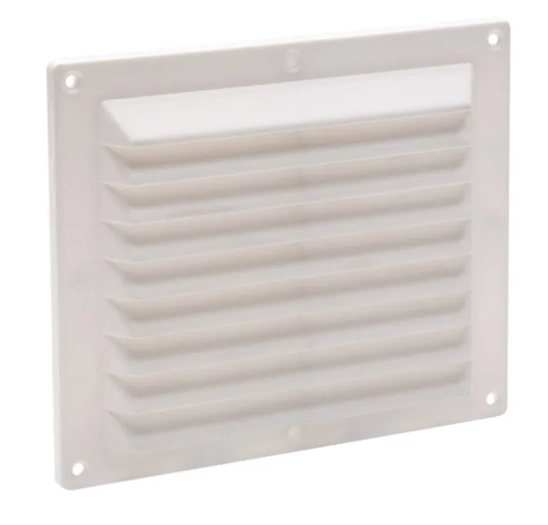 Grille à visser en ABS + anti-moustique blanc 14.6x17.5 cm