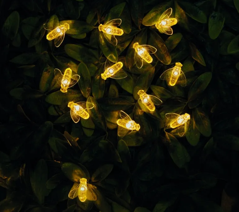 Guirlande solaire Abeilles 50 LED blanc chaud 6,9m