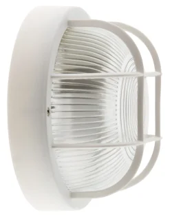 Hublot rond blanc socle plastique grille de protection 60W