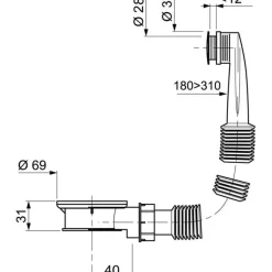 Intercalaire de trop-plein extensible pour lavabo WIRQUIN