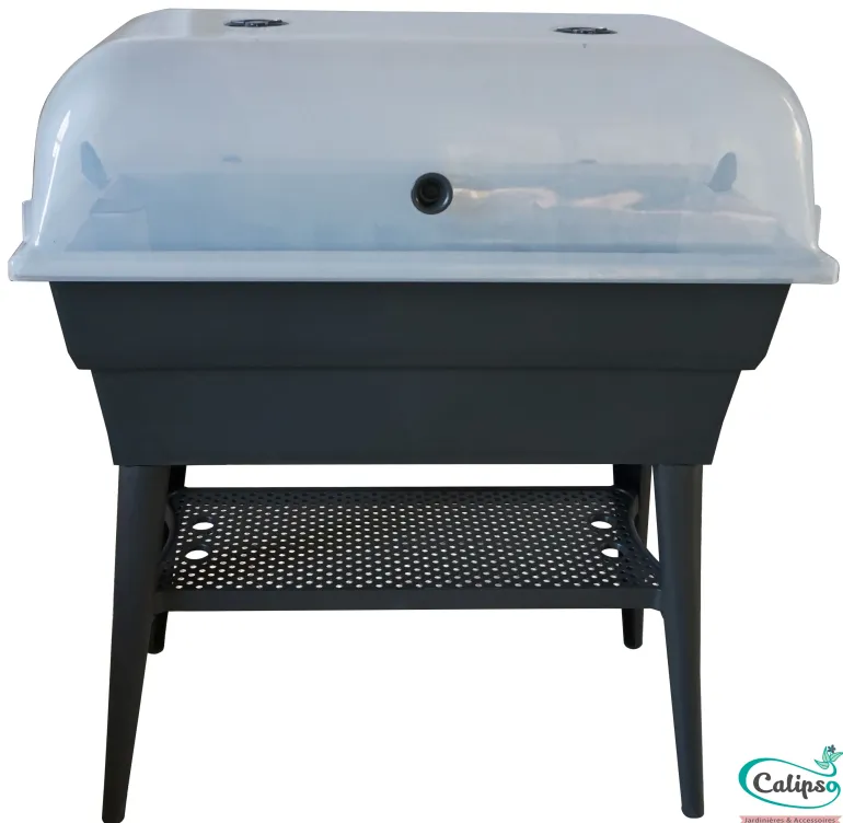 Jardinière double bac sur pieds Calipso Combi 40L gris