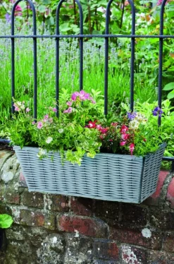 Jardinière Bari en faux rotin gris 48 cm 15L