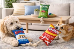 Jouet peluche snack pour chien avec corde - vendu à l'unité