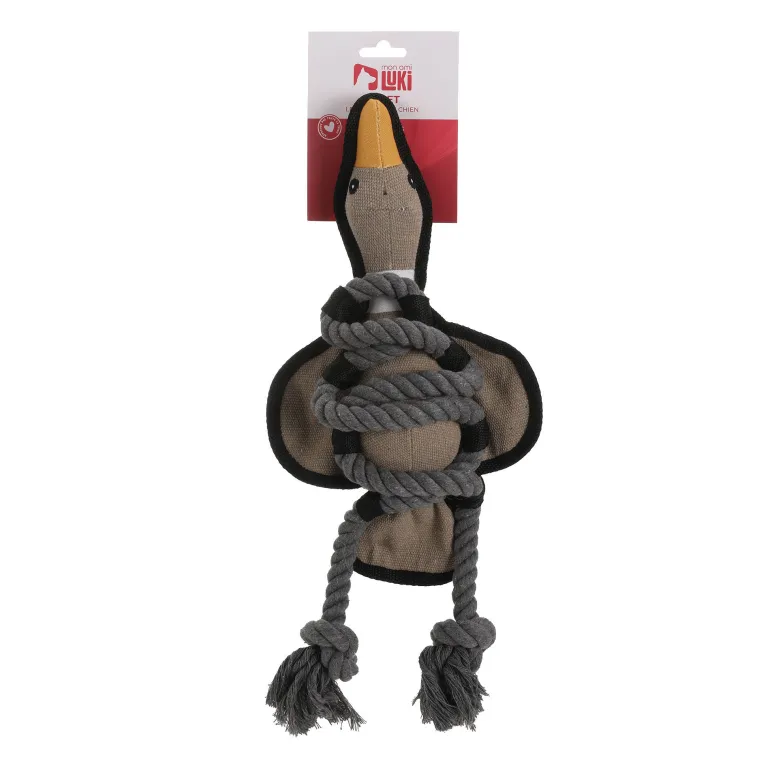Jouet textile et corde canard 43 cm - Vendu à l'unité
