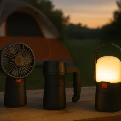 Kit 3 en 1 - ventilateur, lampe torche et lanterne LED noir