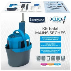 Kit balai microfibres+seau avec clic système STARWAX