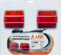 Kit de signalisation arrière LED 12V 7,5m magnétique + fiche