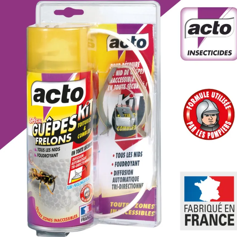 Kit aérosol toitures et combles nids de guêpes/frelons 300ml