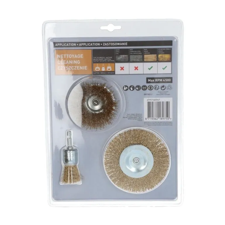 Kit 3 brosses pour perceuse, coupe circulaire, embout NORTON