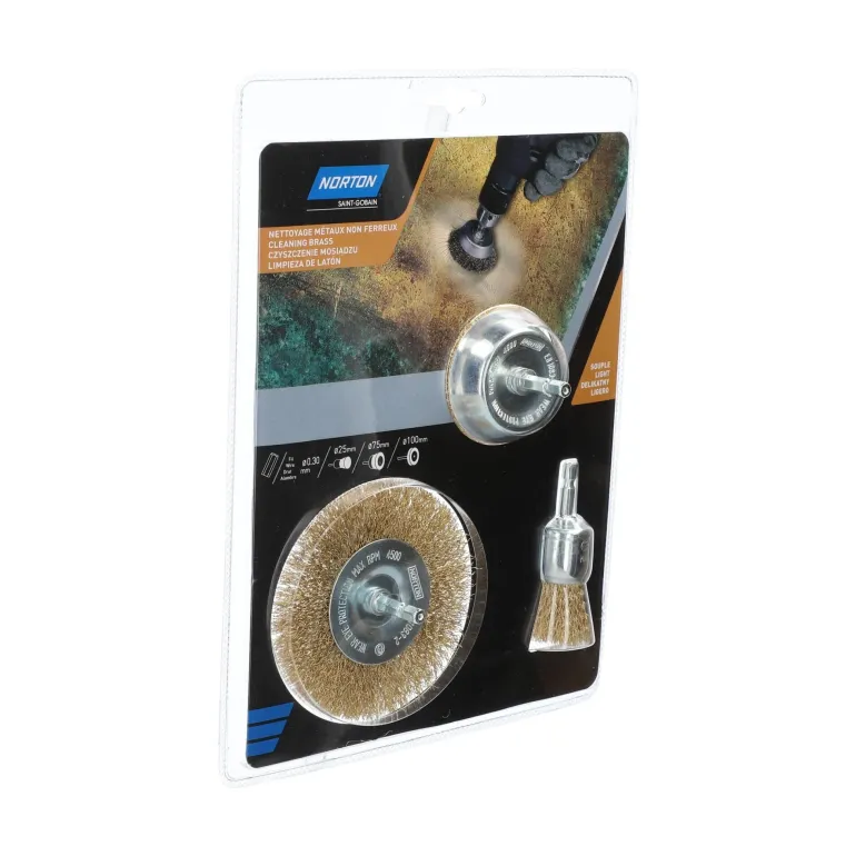 Kit 3 brosses pour perceuse, coupe circulaire, embout NORTON