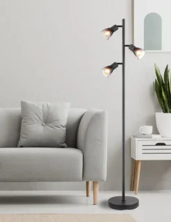 Lampadaire verre métal noir mat 25W 3E14 matt
