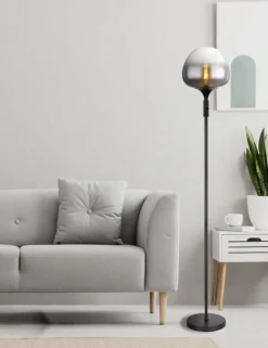 Lampadaire verre métal noir mat 40W E27 maxy