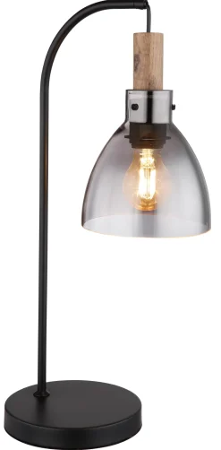 Lampe à poser verre métal noir mat 9W E27 mattea