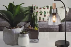 Lampe à poser verre métal noir mat 9W E27 mattea