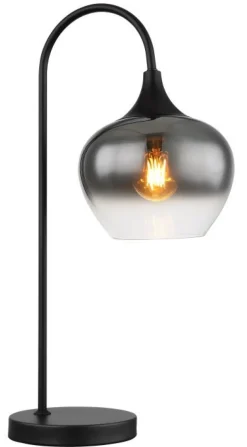Lampe à poser verre métal noir mat40W E27 maxy