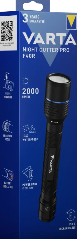 Lampe torche Night Cutter Pro F40R rechargeable VARTA