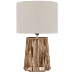 Lampe à poser Hakimi en corde papier et textile Ø22 cm