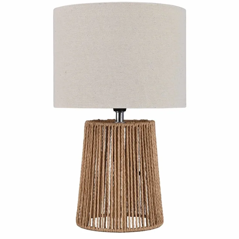Lampe à poser Hakimi en corde papier et textile Ø22 cm
