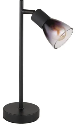 Lampe à poser verre fumé 25W E14 noir mat