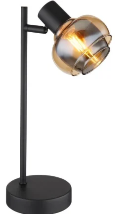 Lampe à poser verre métal noir mat 40W E14 tokki