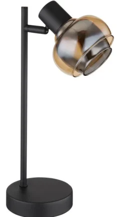Lampe à poser verre métal noir mat 40W E14 tokki