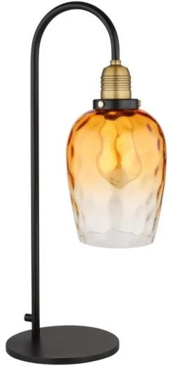 Lampe à poser verre métal noir mat 60W E27 salvy