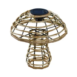 Lampe solaire Champignon faux rotin L